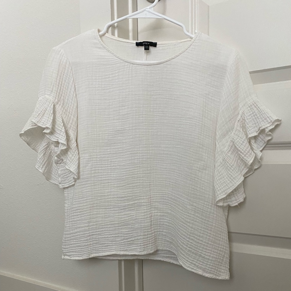 White Ruffle Sleeve Top - Picture 4 of 6